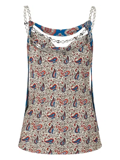 Rabanne Paisley-print Satin Top In Bandana Cream