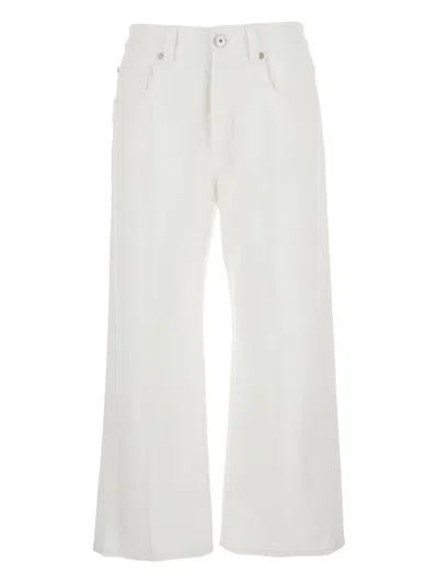 Brunello Cucinelli White Five-pocket Patns With Logo Patch On The Back