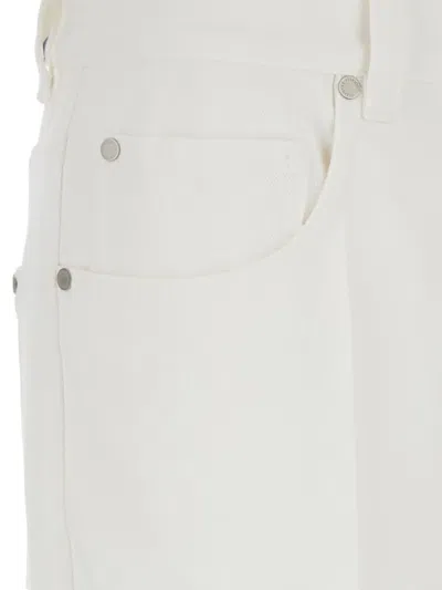 Brunello Cucinelli White Five-pocket Patns With Logo Patch On The Back
