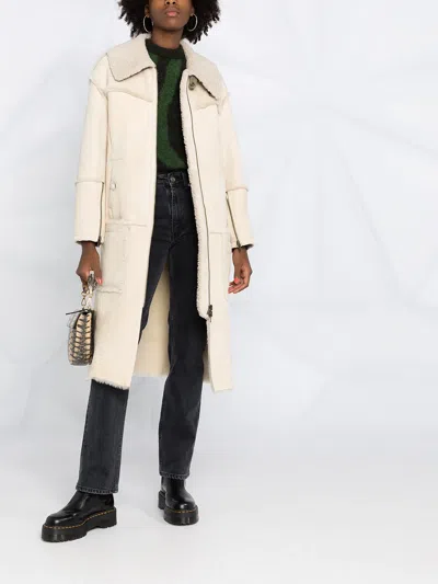Closed Leather Shearling Coat In Neutral