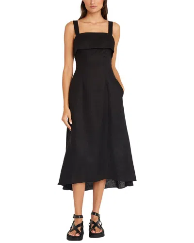 Luxely Linen Midi Dress In Black