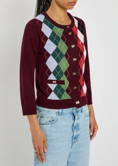 Ganni Cashmere Wool Mix Cardigan In Brown