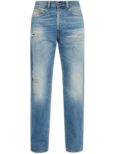Diesel Cerulean Blue Ripped Jeans With Classic Five-pocket Design