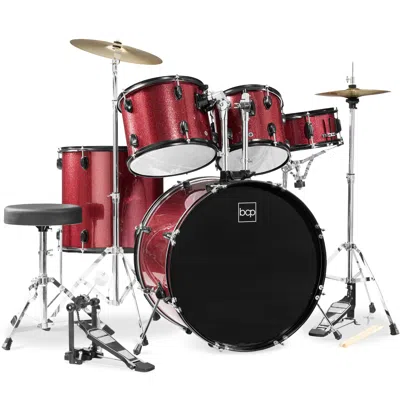 Best Choice Products 5-piece Beginner Drum Set W/ Snare, Bass, Toms, Cymbal, Hi-hat, Sticks, Drum Pedal - Red