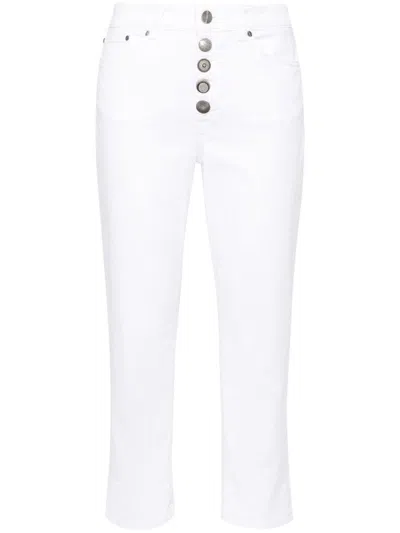 Dondup Cropped Cotton-blend Denim Jeans With Button Detailing