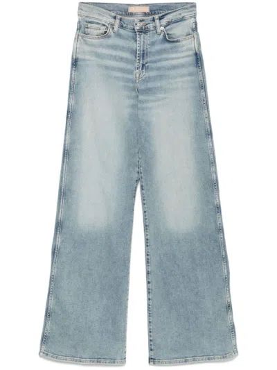 Seven Wide-leg Light Blue Jeans With Classic Five-pocket Design