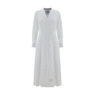 Thom Browne Pleated Cotton-poplin Midi Shirt Dress
