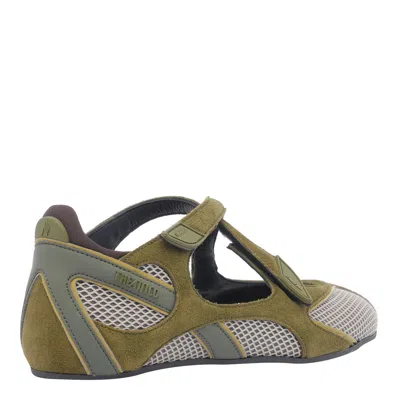 Attico Khaki Floor 01 Ballerina Flats In Green