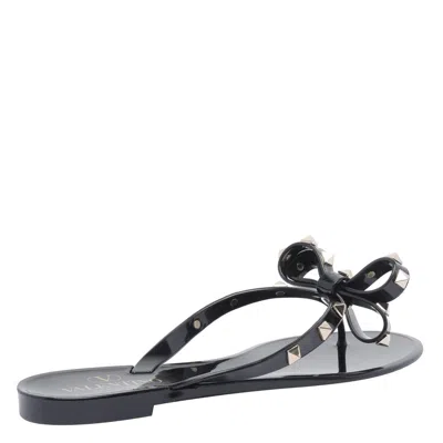 Valentino Heel Sandals With Bow Accent And Studded Embellishments