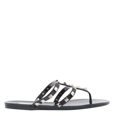 Valentino Rockstud T-strap Flat Slide Sandals