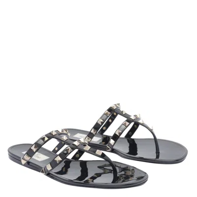 Valentino Rockstud T-strap Flat Slide Sandals
