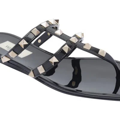 Valentino Rockstud T-strap Flat Slide Sandals