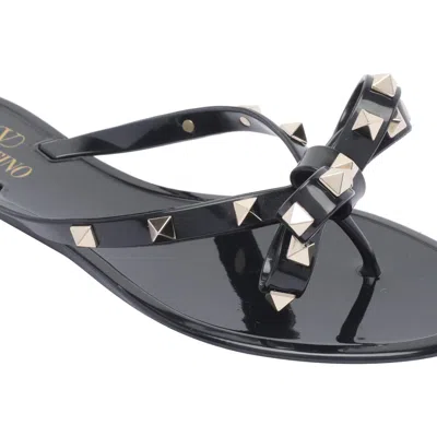Valentino Heel Sandals With Bow Accent And Studded Embellishments
