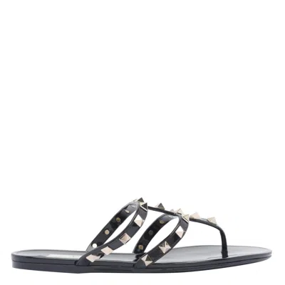Valentino Rockstud T-strap Flat Slide Sandals