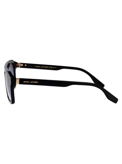 Marc Jacobs Black Gold Acetate Sunglasses In Black