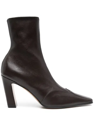 Khaite Nevada Ankle Stretch 85 Boot In Brown