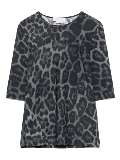 Stella Mccartney Animal Print Crewneck Top Three Quarter Sleeves In Blue