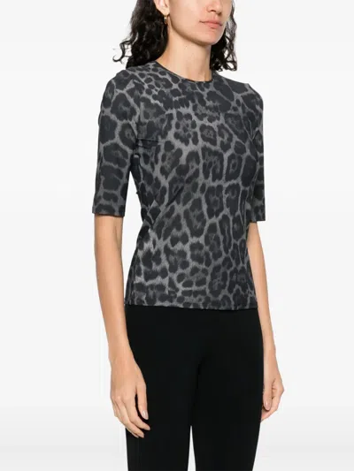 Stella Mccartney Animal Print Crewneck Top Three Quarter Sleeves In Blue
