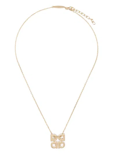 Ferragamo Crystal Embellished Four Gancini Pendant Necklace In Gold