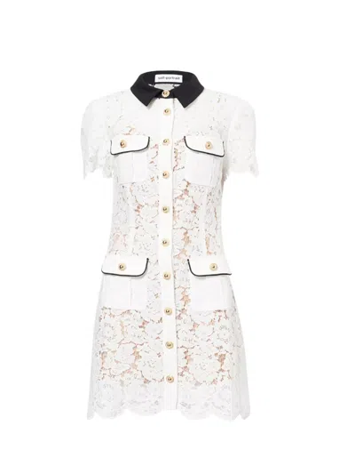 Self-portrait Short Dress With Floral Lace Embroidery Self Portrait In White