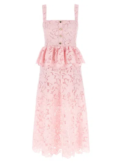 Self-portrait Womens Pink Peplum Sleeveless Lace Midi Dress