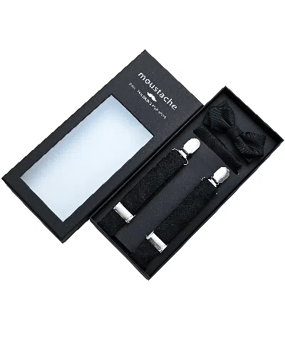 Moustache Black Lined Suspenders Set By Childsplay Clothing In Black