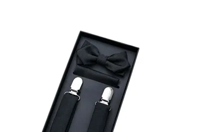 Moustache Black Lined Suspenders Set By Childsplay Clothing In Black