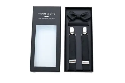Moustache Black Lined Suspenders Set By Childsplay Clothing In Black