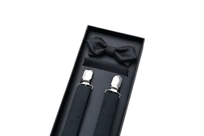 Moustache Black Textured Suspenders Set By Childsplay Clothing In Blue