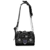 JIMMY CHOO LOCKETT PETITE Black Nappa with Floral Applique Shoulder Bag