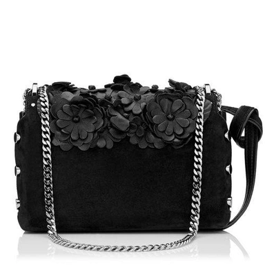 Shop Jimmy Choo Lockett Petite Black Nappa With Floral Applique Shoulder Bag