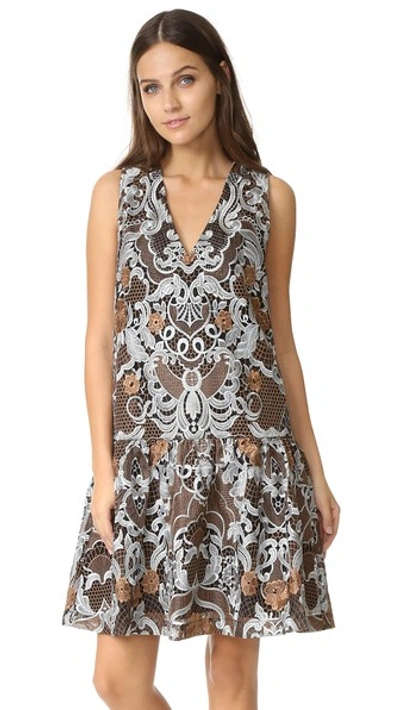 chinese dress ladies Abito con Balze Nero GANNI