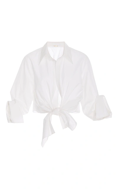 Johanna Ortiz Victory Cotton-poplin And Stretch-jersey Shirt In White