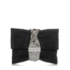 JIMMY CHOO CHANDRA/M Black Shimmer Suede Clutch Bag with Chainmail Bracelet