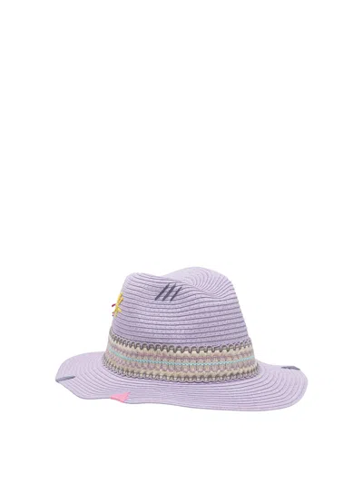 The Hat Gang Happy Embroidered Paper Hat In Purple