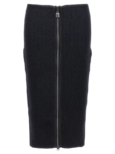 Tom Ford Panelled Leather And Cotton-blend Jersey Midi Skirt
