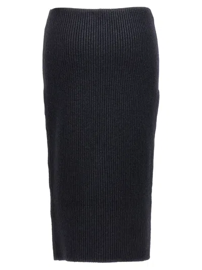 Tom Ford Panelled Leather And Cotton-blend Jersey Midi Skirt