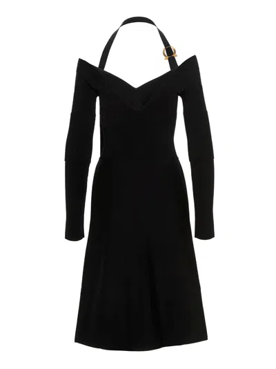 Ferragamo Knit Midi Dress With Gancini Buckle
