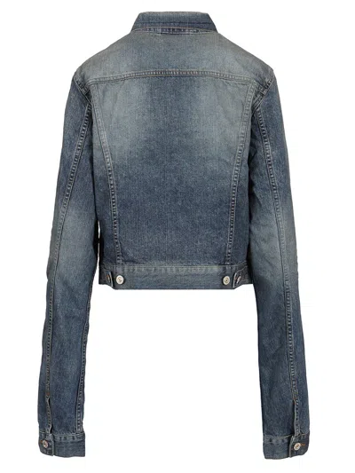 Shop Balenciaga Fitted Denim Jacket Jackets Blue