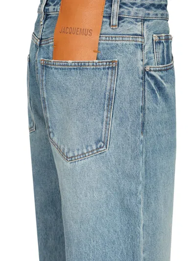 Jacquemus Le De-nimes Venice Blue Five Pocket Jeans With Embroidered Logo On The Back In Denim Man In Blue