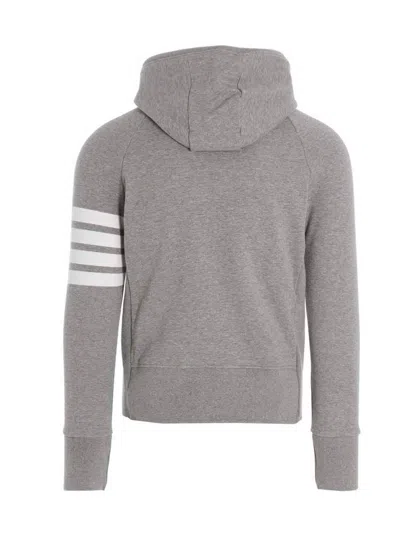 Thom Browne Mens Light Grey Striped Brand-patch Cotton-jersey Hoody