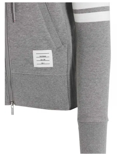 Thom Browne Mens Light Grey Striped Brand-patch Cotton-jersey Hoody