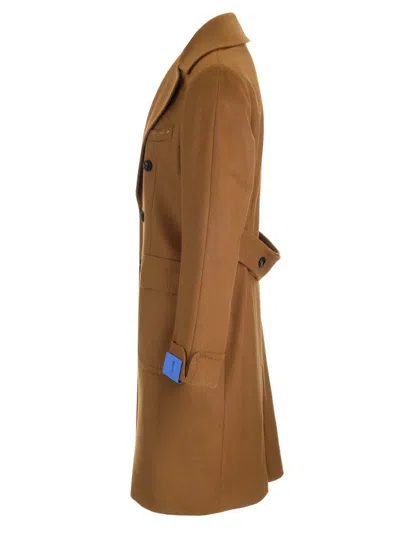 Guarinucci Ulster Tobacco Coat In Virgin Wool And Cashmere Coats Brown