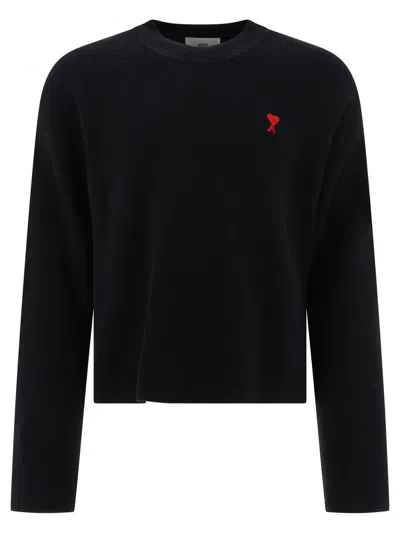 Ami Alexandre Mattiussi Black Crewneck Sweatshirt With Adc Embroidery In Cotton Blend Man