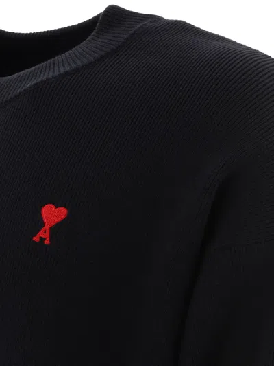 Ami Alexandre Mattiussi Black Crewneck Sweatshirt With Adc Embroidery In Cotton Blend Man