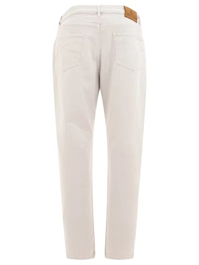 Brunello Cucinelli Logo Patch Slim Jeans In White