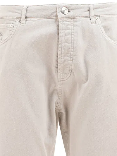Brunello Cucinelli Logo Patch Slim Jeans In White
