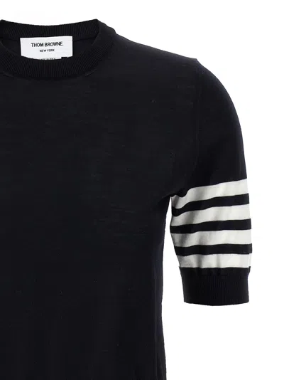 Thom Browne Ribbed Hem Crewneck Short Sleeves Striped Sleeve