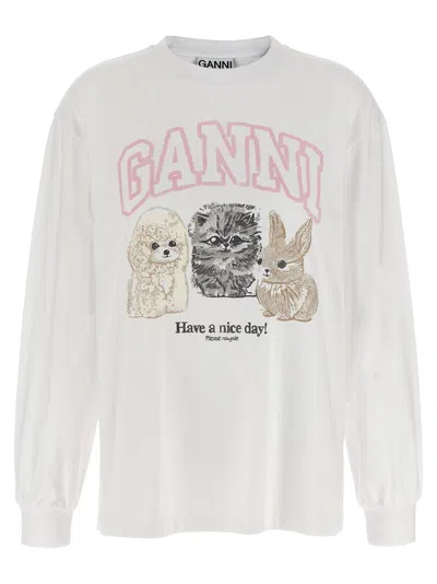 Ganni Oversized Printed Organic And Recycled Cotton-jersey Sweatshirt In Neutral