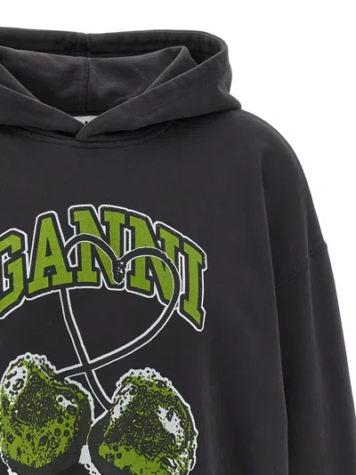 Ganni Women Cherries Organic Cotton Hoodie In Black